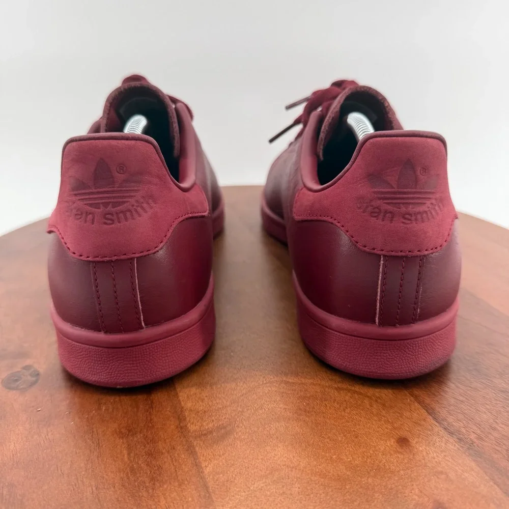 Adidas Stan Smith Mens Burgundy Leather Suede Cap Toe Sneakers B37920 11.5